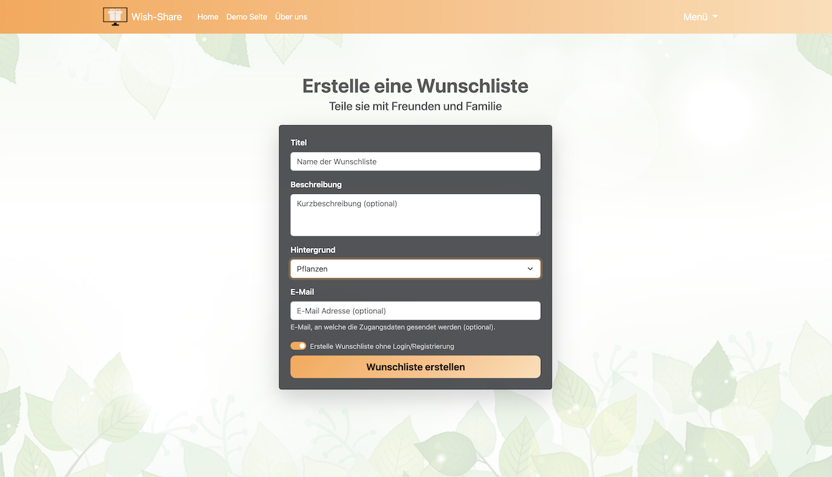 Schritt 1 am Laptop: Wunschliste anlegen